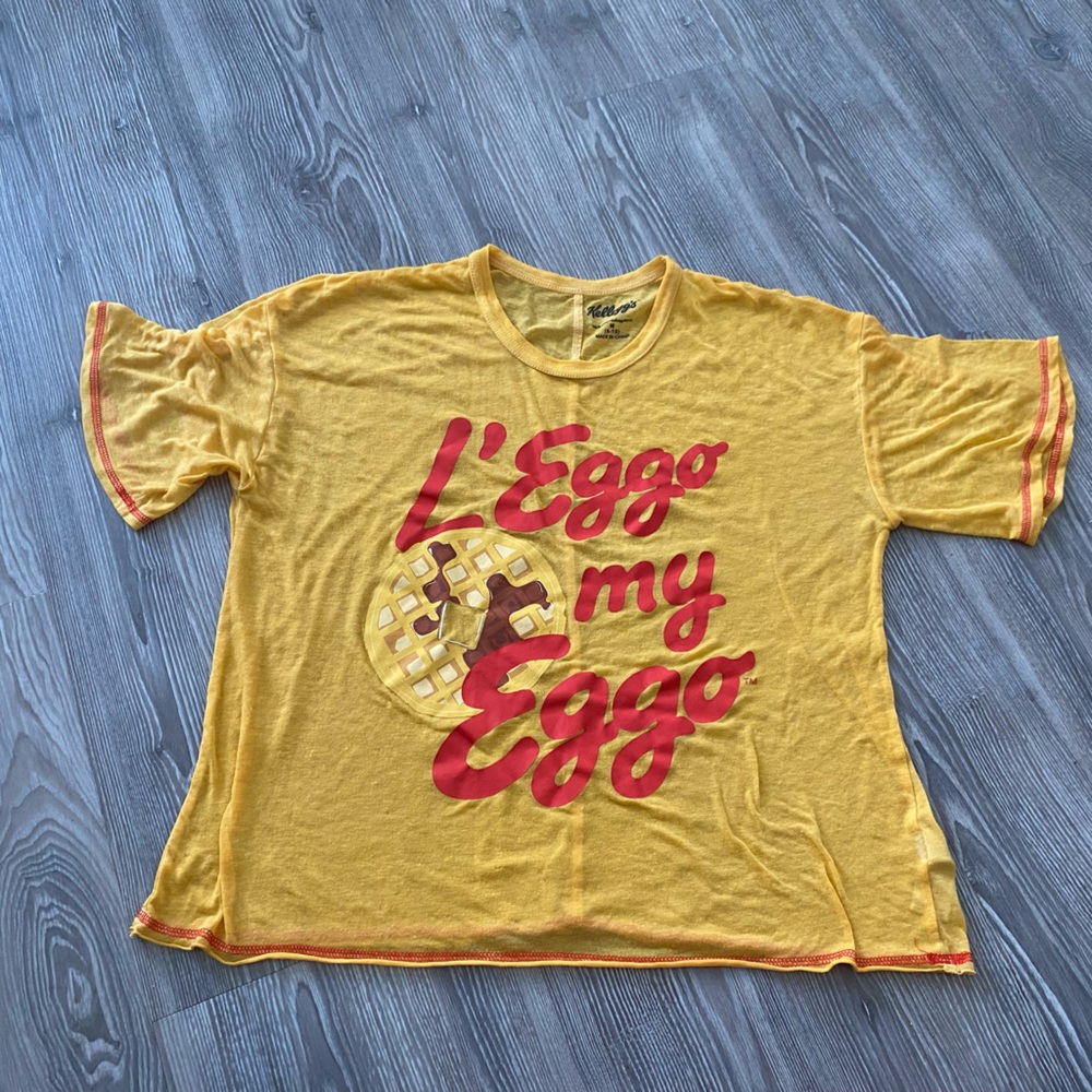 Kellogs L’’eggo my Eggo Womens Yellow Short Sleeve Size Medium ( 8-10)